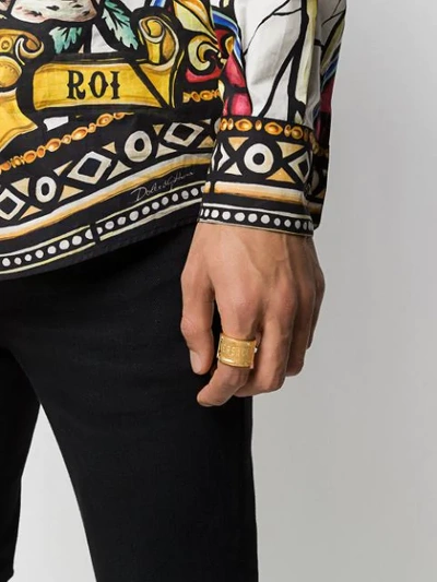 Shop Versace Engraved Logo Ring In Gold