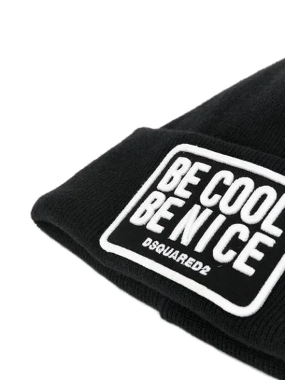 Shop Dsquared2 Be Cool Be Nice Beanie In Black