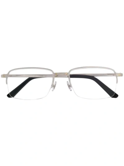 Shop Cartier Para Ótica Ventura Rectangular Frame Glasses In Silver