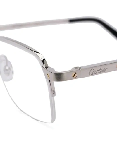 Shop Cartier Para Ótica Ventura Rectangular Frame Glasses In Silver