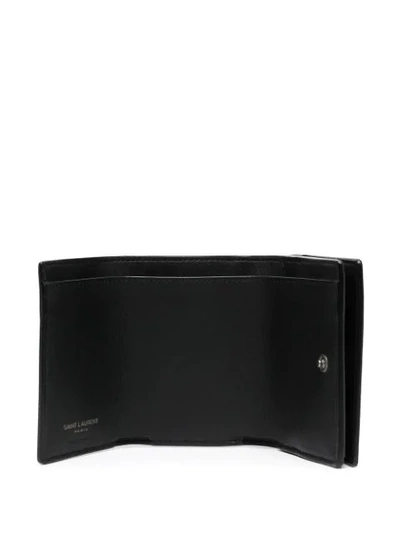 Shop Saint Laurent Monogram Plaque Compact Wallet In Black