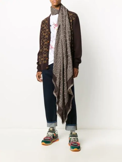 Shop Gucci Jacquard-woven Scarf In Neutrals