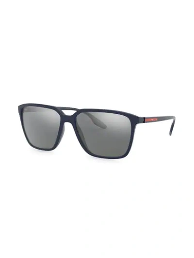 Shop Prada Linea Rossa Rectangular-frame Sunglasses In Blue