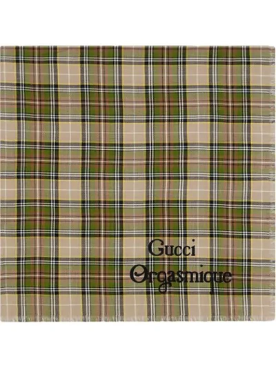 Shop Gucci Orgasmique Checkered Scarf In Neutrals