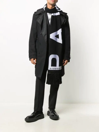 Shop Givenchy Logo-jacquard Cotton Scarf In Black