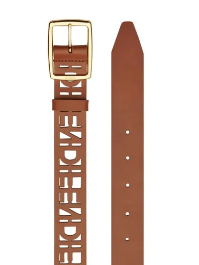 Shop Fendi Cut-out Logo Belt In Brown