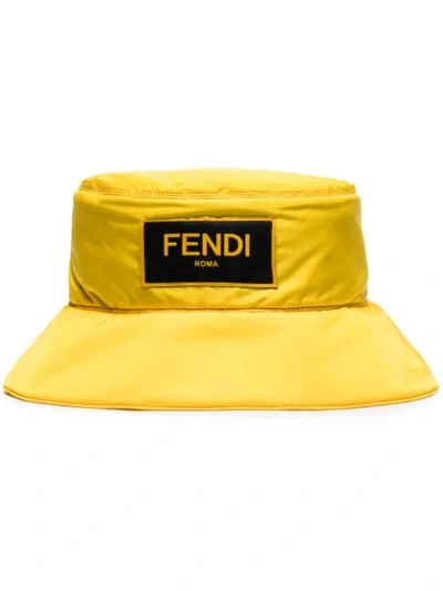 Shop Fendi Logo-patch Bucket Hat In Yellow