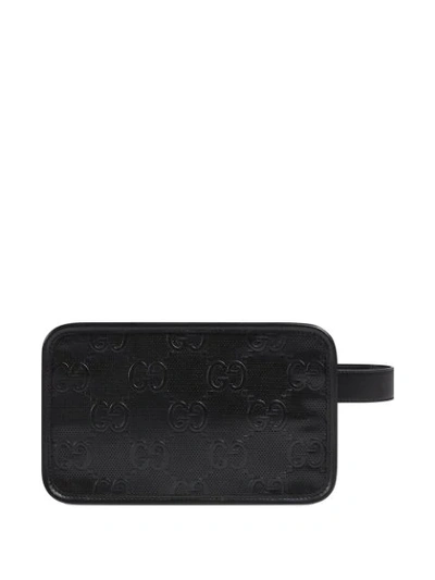 Shop Gucci Gg Embossed Cosmetic Case In Black