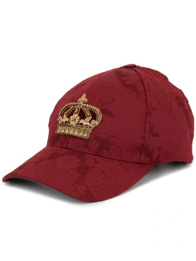 Shop Dolce & Gabbana Crown Patch Baseball Cap In Red