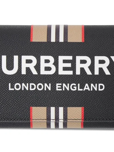 Shop Burberry Logo Print Strap Wallet In Black
