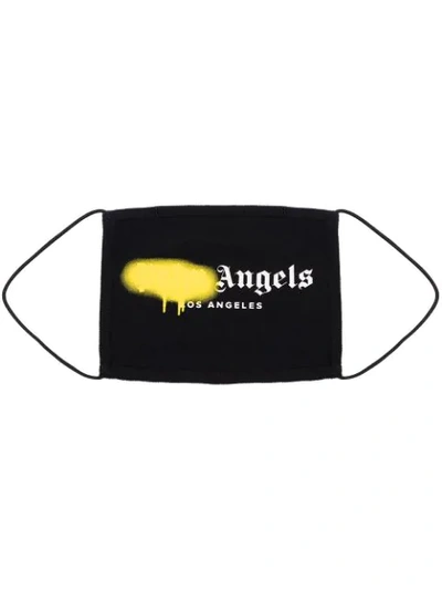 Shop Palm Angels Logo Paint Print Face Mask In Black