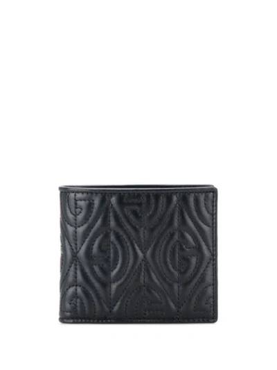 Shop Gucci Monogram Pattern Padded Wallet In Black