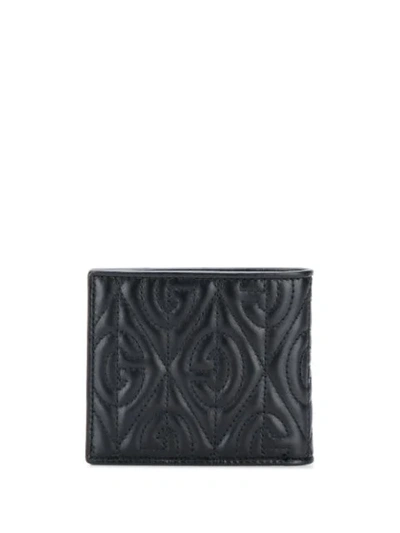 Shop Gucci Monogram Pattern Padded Wallet In Black