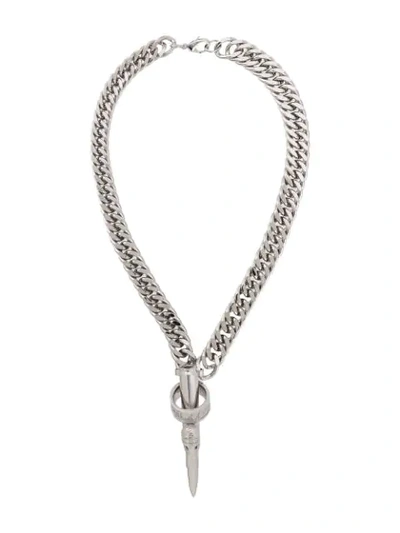 Shop Philipp Plein Skull Ring Necklace In Silver