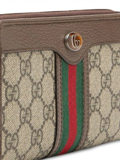 Shop Gucci Monogram Pattern Wallet In Brown
