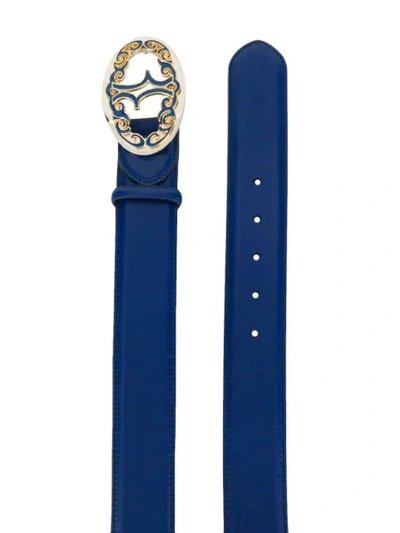Billionaire Logo Plaque Belt In Blue