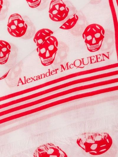 Shop Alexander Mcqueen Skull Print Scarf In White