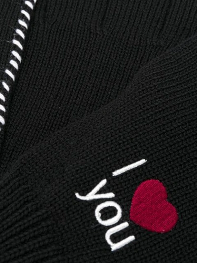 Shop Raf Simons I Love You Embroidered Gloves In Black