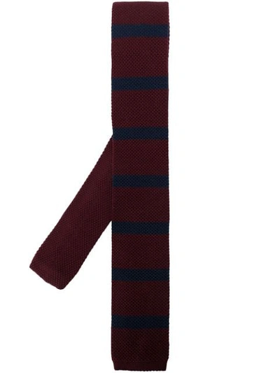 Shop Brunello Cucinelli Striped-print Knitted Tie In Red