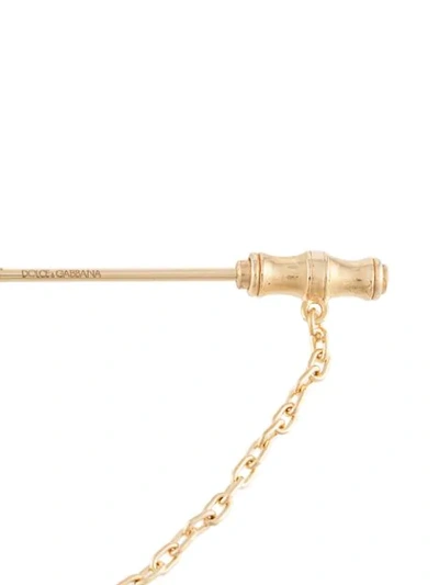 Shop Dolce & Gabbana Flower Bar Pin Brooch In Gold