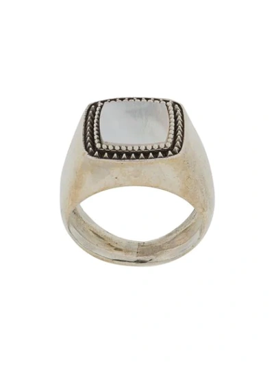 Shop Emanuele Bicocchi Textured Signet Ring In Silver