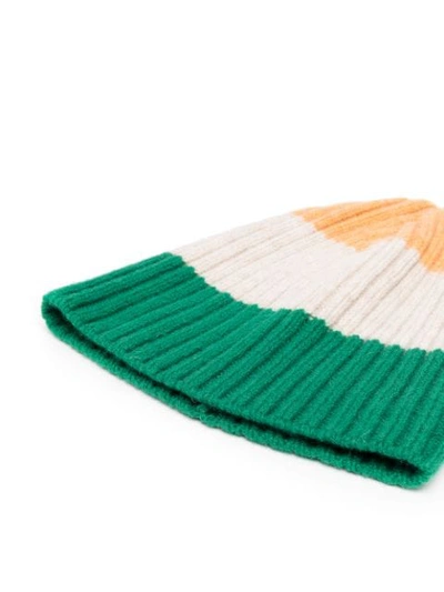 Shop Ymc You Must Create Colour Block Ribbed Knit Beanie Hat In Green