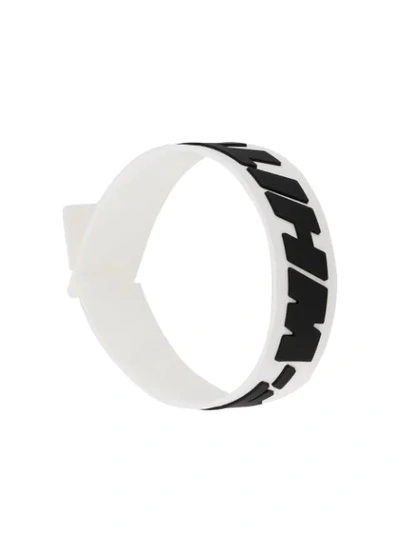 Shop Off-white Raised Logo Bracelet In White
