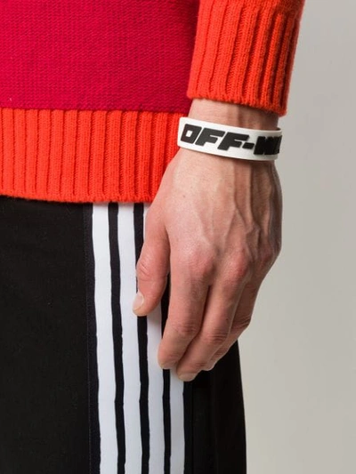 Shop Off-white Raised Logo Bracelet In White