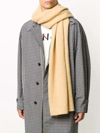 Shop Kenzo K-logo Knitted Scarf In Neutrals