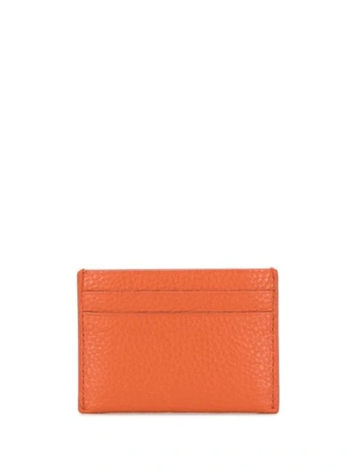 Shop Kenzo Embossed-logo Leather Cardholder In Orange