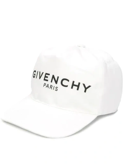 Shop Givenchy Logo Print Cotton Baseball Cap In White