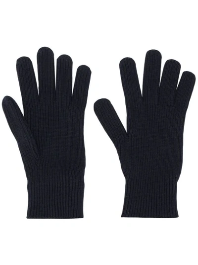 Moncler Ribbed-knit Wool Gloves In Blue