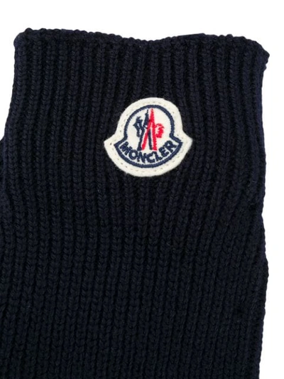 Moncler Ribbed-knit Wool Gloves In Blue