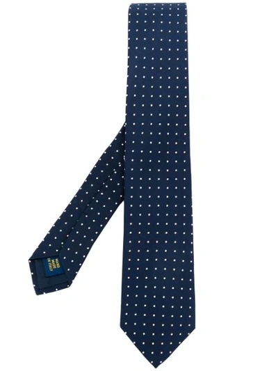 Shop Polo Ralph Lauren Dot Silk Narrow Tie In Blue