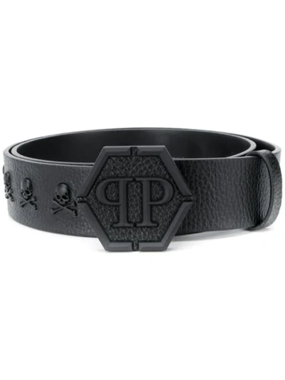 Shop Philipp Plein Skull Stud Belt In Black