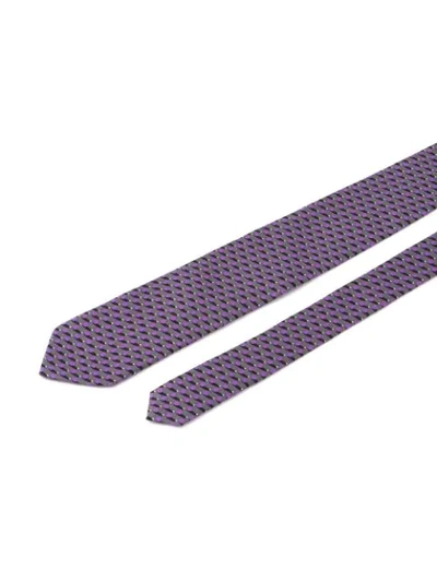 Shop Prada Geometric-print Pointed-tip Tie In Blue