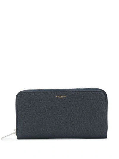 Shop Givenchy Logo Continental Wallet In Blue