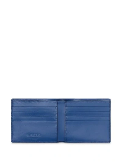 Shop Burberry Monogram Pattern Bi-fold Wallet In Blue