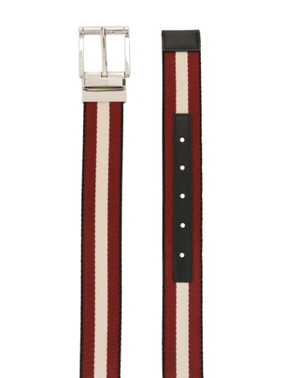 Shop Bally Stripe Design Belt In Red