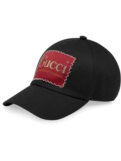Shop Gucci Logo Patch Baseball Cap In Black