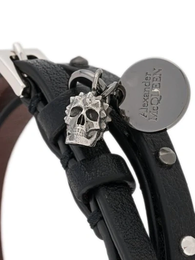 Shop Alexander Mcqueen Skull Stud-embellished Bracelet In Black