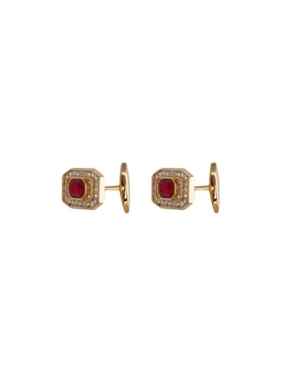 Shop Dolce & Gabbana Crystal-embellished Cufflinks In Red