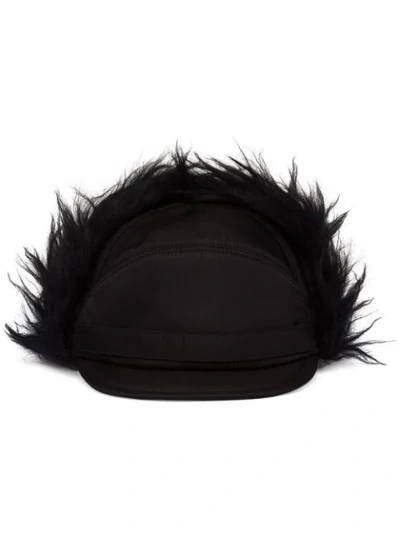 Shop Prada Fabric And Mohair Cap In Black