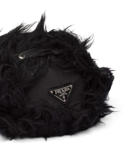 Shop Prada Fabric And Mohair Cap In Black