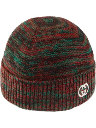 Shop Gucci Logo-embroidered Beanie In Green