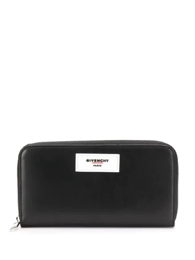 Shop Givenchy Logo Patch Zipped Wallet In Black