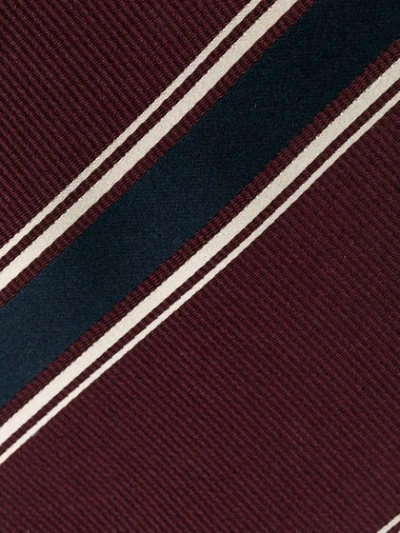 Shop Hugo Boss Striped Silk Tie In Red