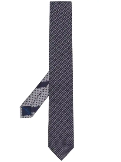Shop Ferragamo Dot Jacquard Tie In Blue