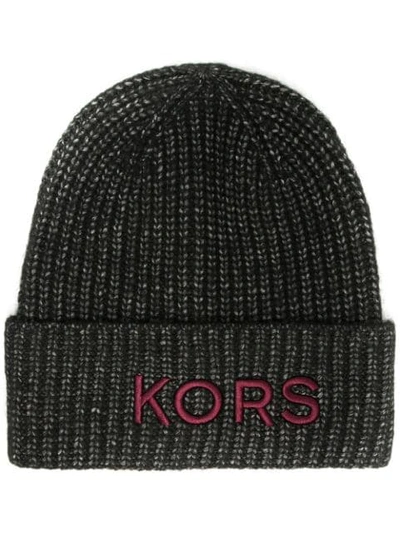 Shop Michael Kors Knitted Beanie Hat In Black