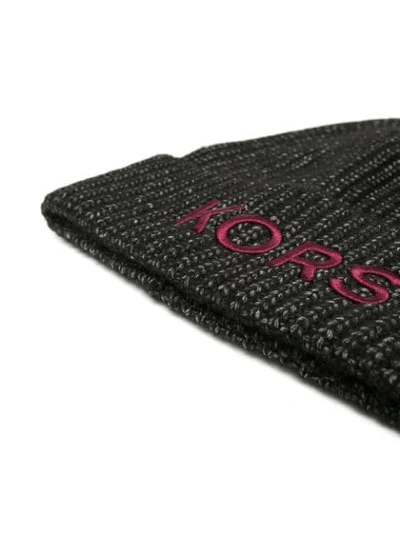 Shop Michael Kors Knitted Beanie Hat In Black